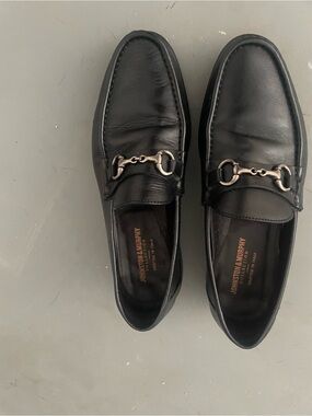 Johnston & Murphy Black Leather Horsebit Loafers